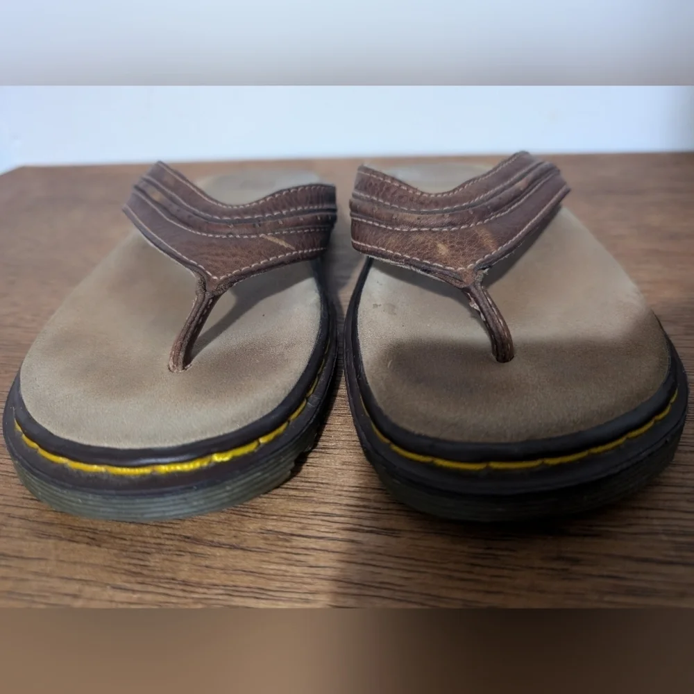 Dr. Martens Tan and Brown Flip-Flops Unisex Size 8 In Women's Size